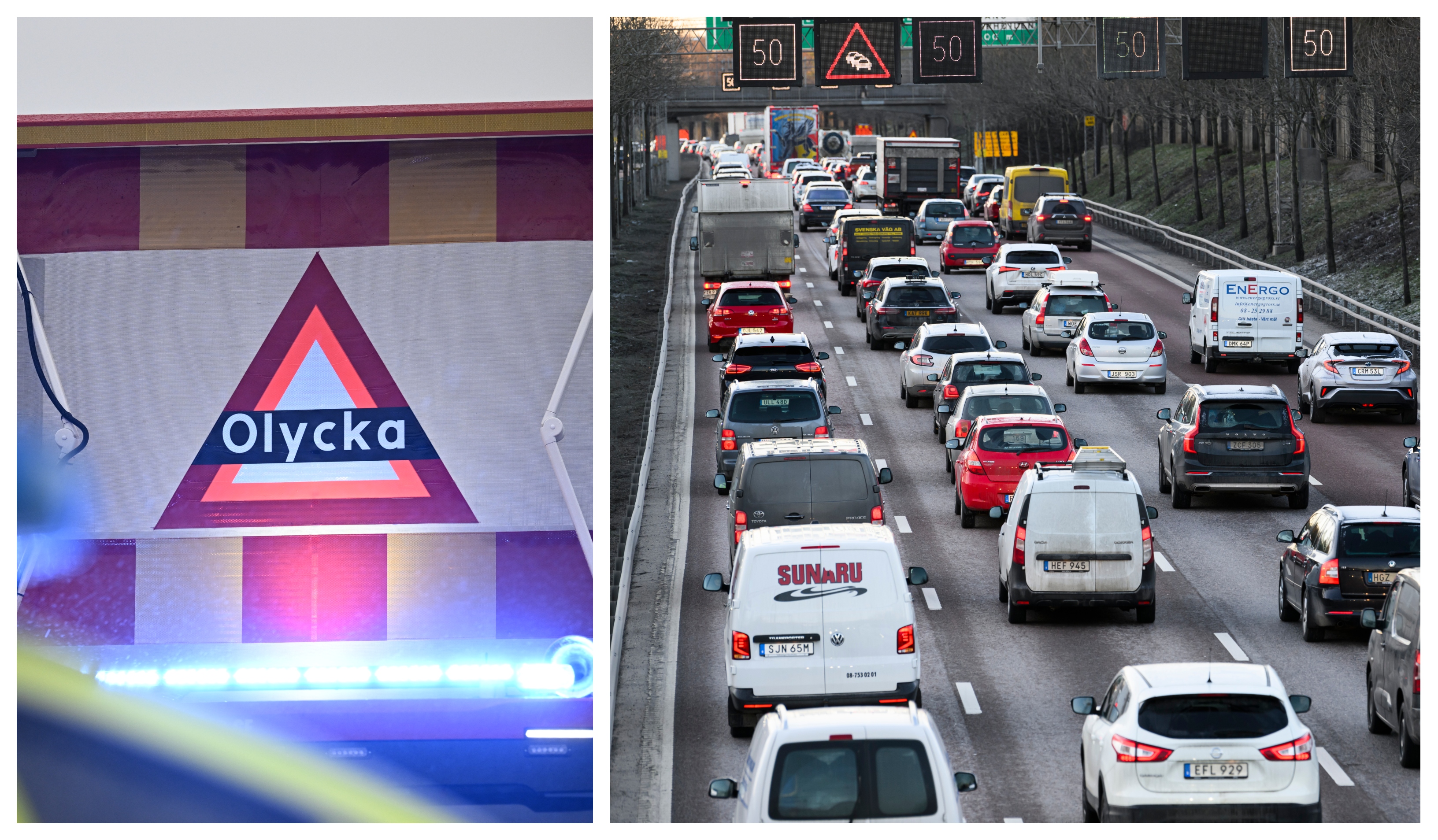 Olyckan inträffade på E4 i höjd med Linköping.